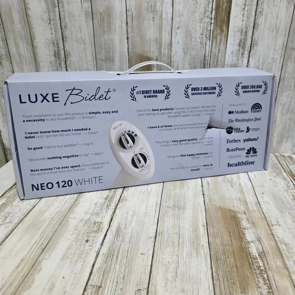 Luxe Bidet Neo 120 White Self-Cleaning Nozzle Bidet Attachment Home Installation